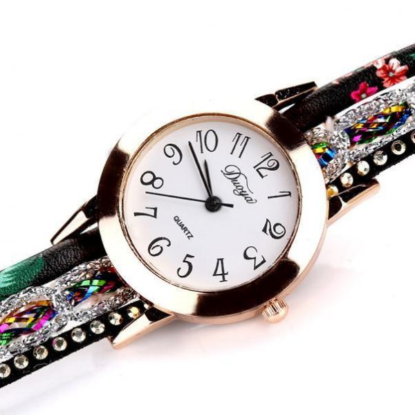 Watches Women Popular Quartz Watch Luxury Bracelet Flower Gemstone Wristwatch