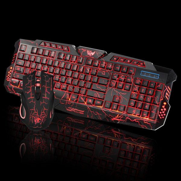LED Gaming Wired 2.4G keyboard and Mouse Set to Computer Multimedia Gamer
