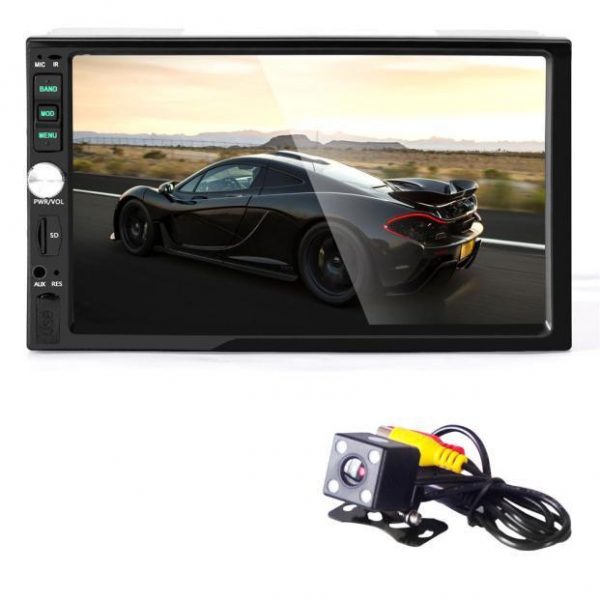 Bluetooth Car Stereo Audio In-Dash Aux Input Receiver SD/USB MP5 Player + Camera